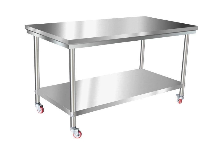 Bàn inox 2 tầng có hộc kéo